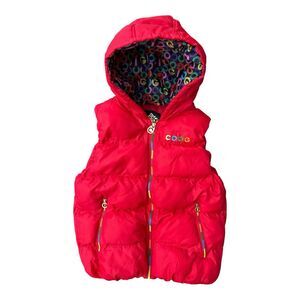 Coogi Women’s Red Puffer Vest Size L Hooded Streetwear Retro EUC